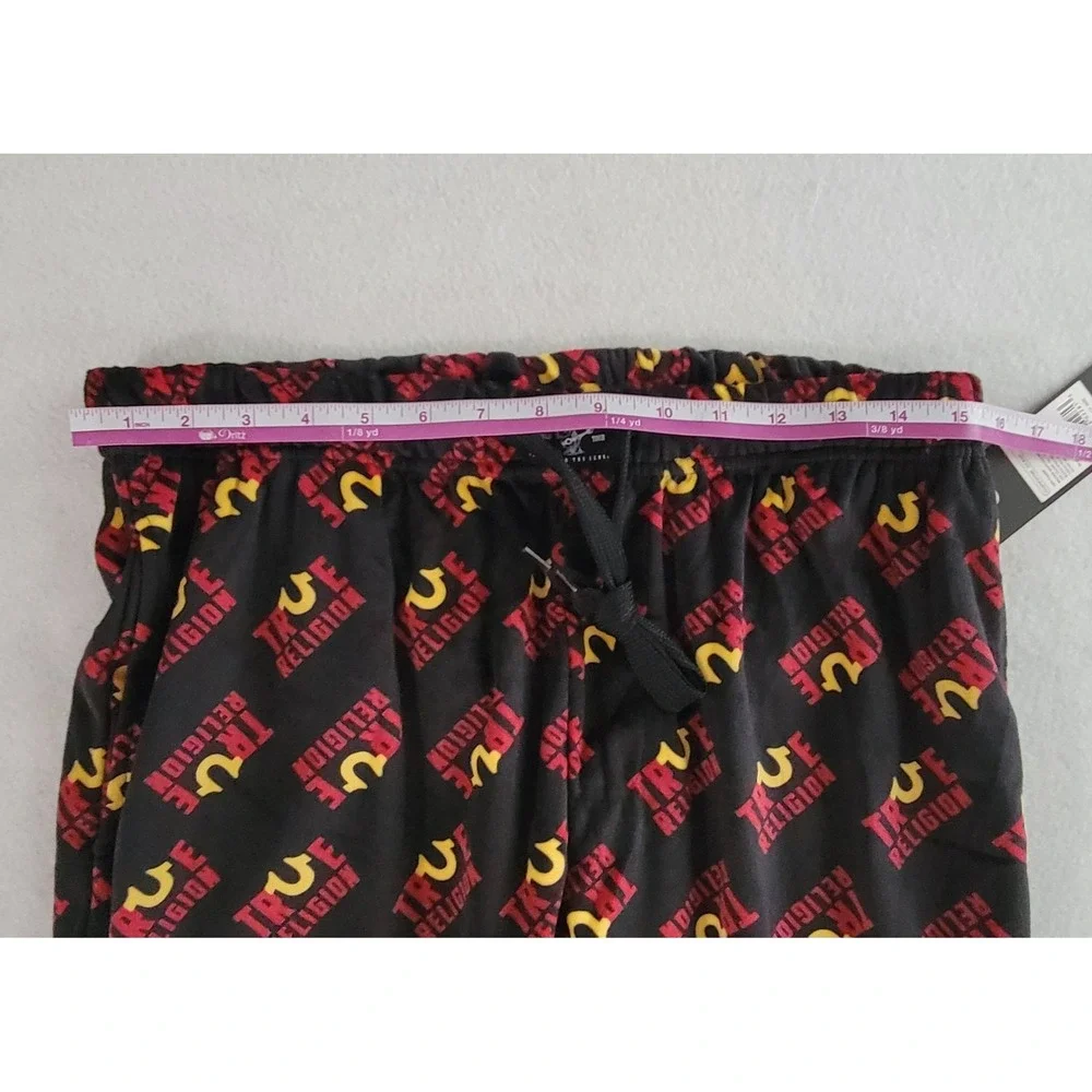 True Religion Men's Black Pajamas with Red and Yellow Logo Print Size L NWT